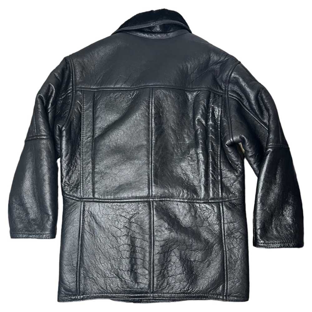 Vintage Men's Sz 50 Shearling Black Leather Winte… - image 2