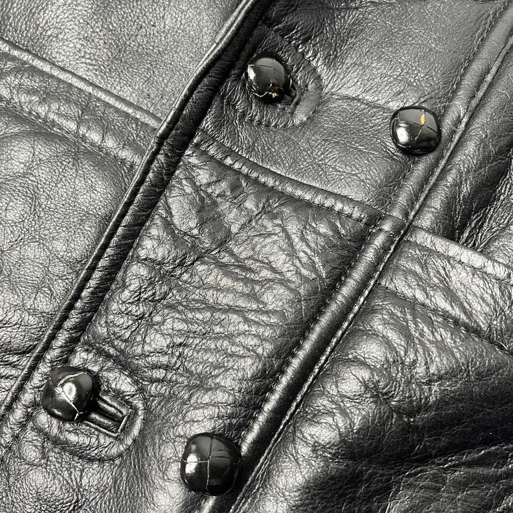 Vintage Men's Sz 50 Shearling Black Leather Winte… - image 5