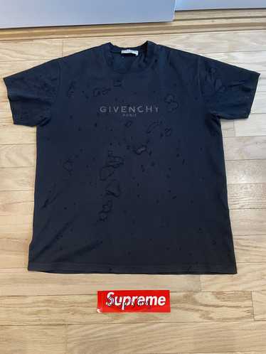 Givenchy Givenchy Tonal Logo Destroyed Tee Black S