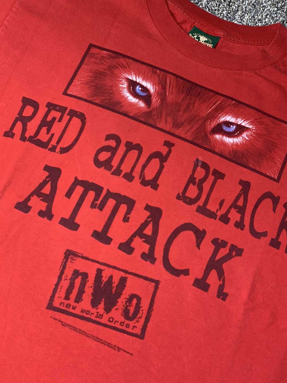 Vintage × Wwe × Wwf NWO black and red attack T-Sh… - image 2