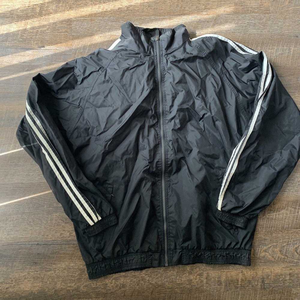 Adidas VTG Adidas Hooded Windbreaker Jacket Black… - image 1