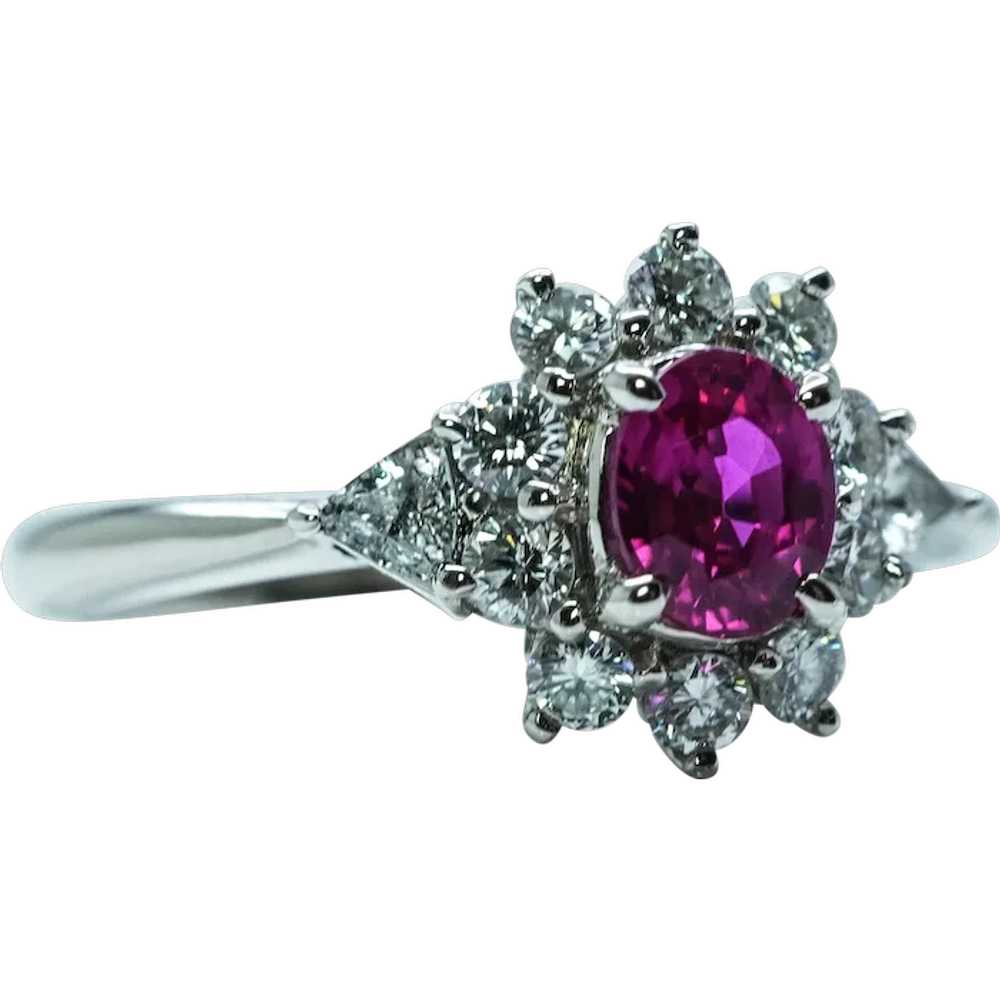 Vintage Ruby Trillion Diamond Platinum Ballerina … - image 1