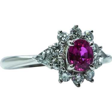 Vintage Ruby Trillion Diamond Platinum Ballerina … - image 1