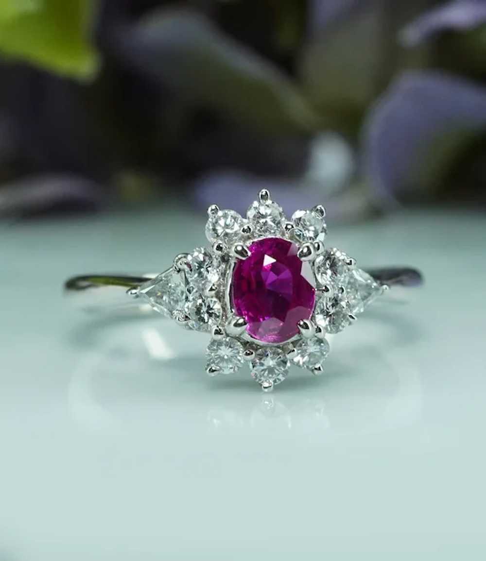 Vintage Ruby Trillion Diamond Platinum Ballerina … - image 3