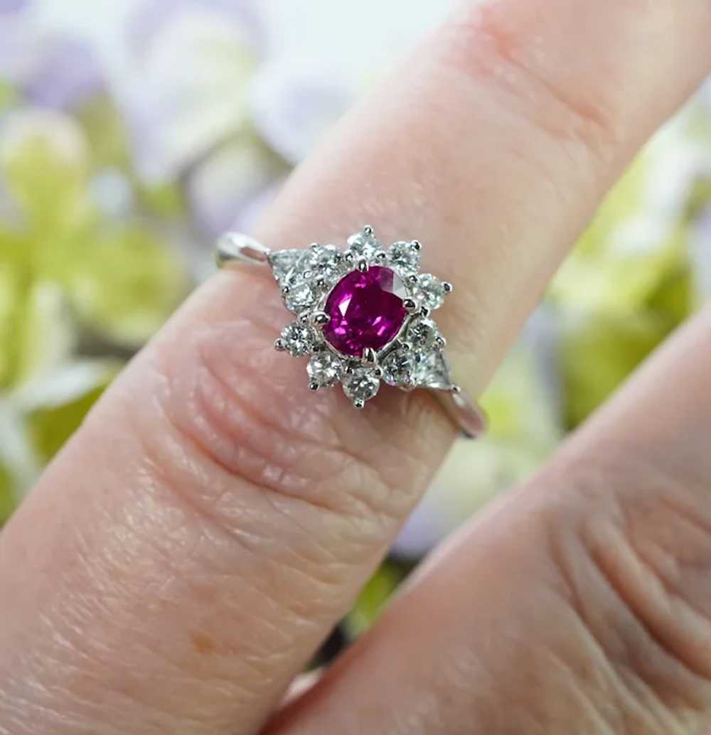 Vintage Ruby Trillion Diamond Platinum Ballerina … - image 4