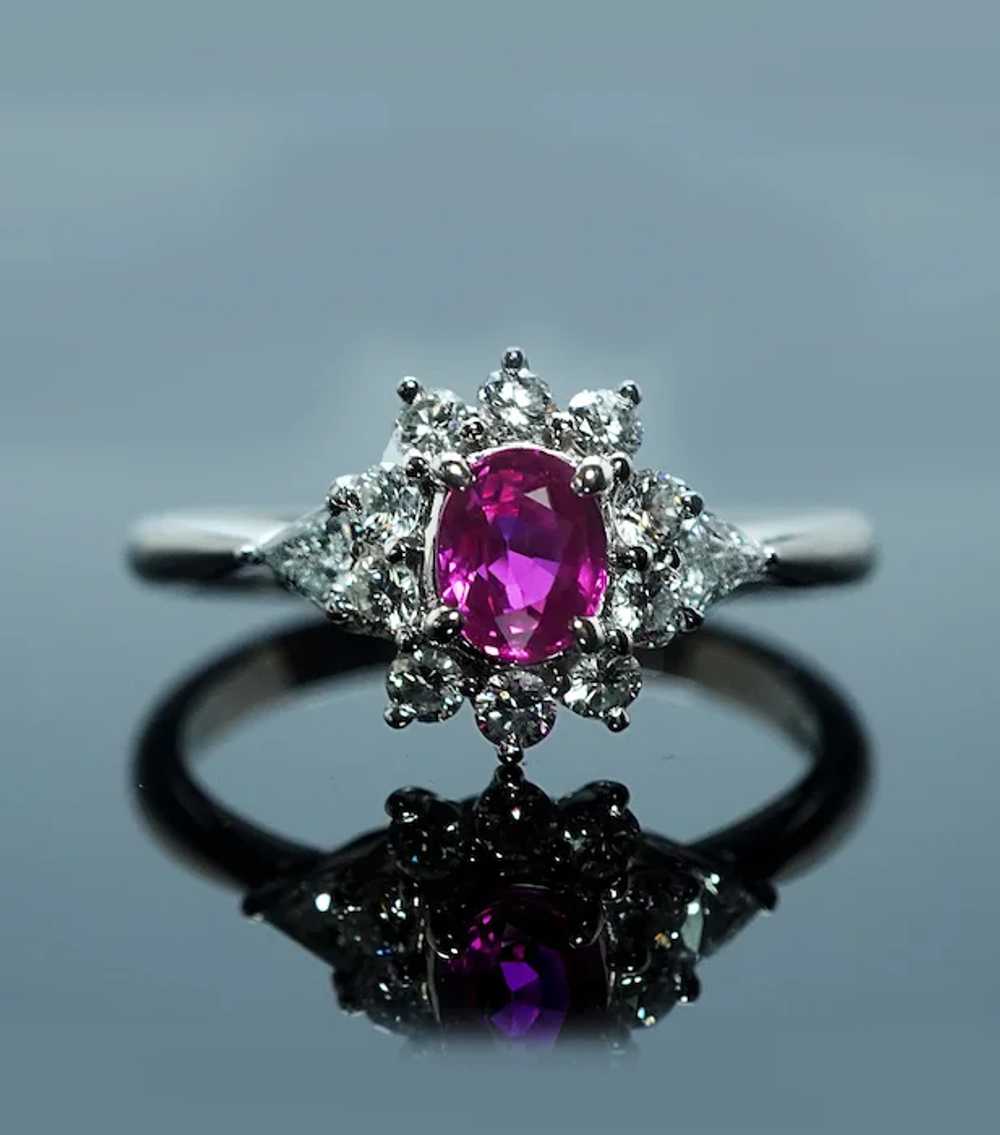 Vintage Ruby Trillion Diamond Platinum Ballerina … - image 5