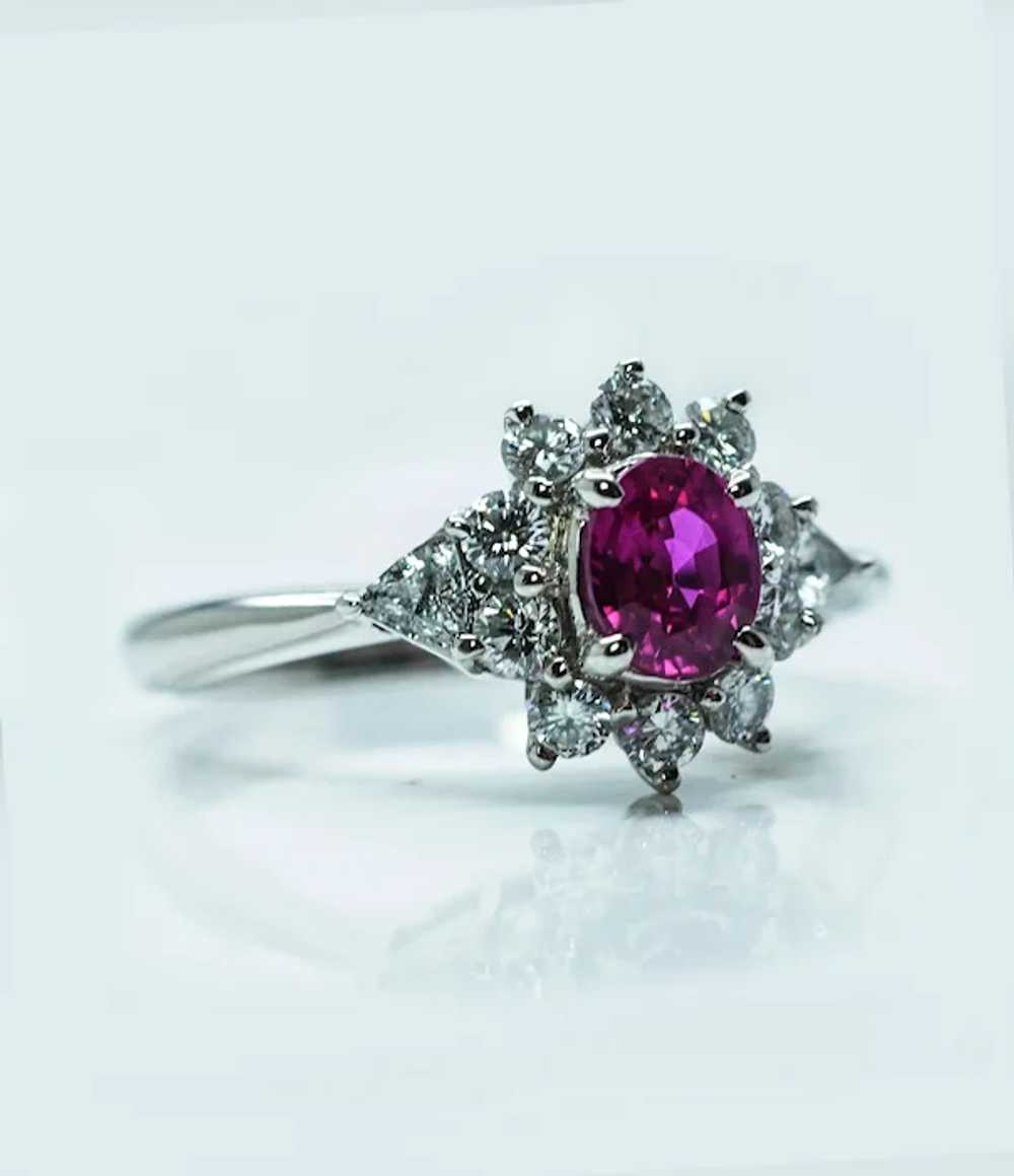 Vintage Ruby Trillion Diamond Platinum Ballerina … - image 6