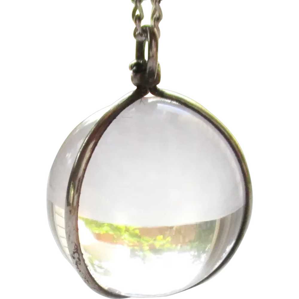 Antique Pool of Light Pendant Sterling Chain Neck… - image 1