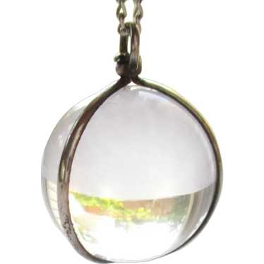 Antique Pool of Light Pendant Sterling Chain Neck… - image 1