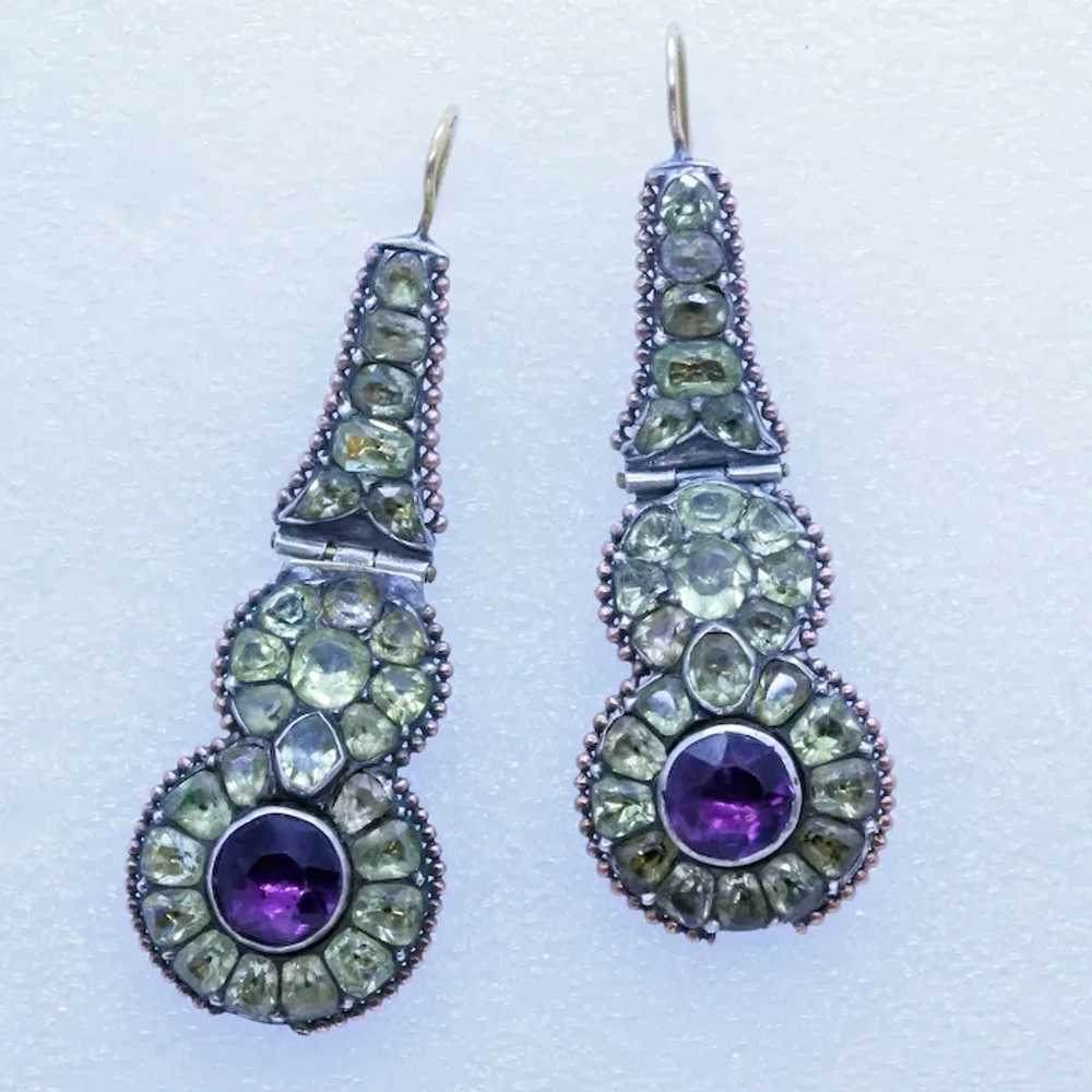 Antique Georgian Earrings Chrysoberyl Amethysts I… - image 2