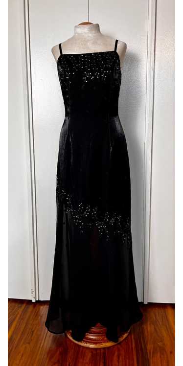 Vintage 1990's "Cache" Black Sequin Maxi Dress - image 1