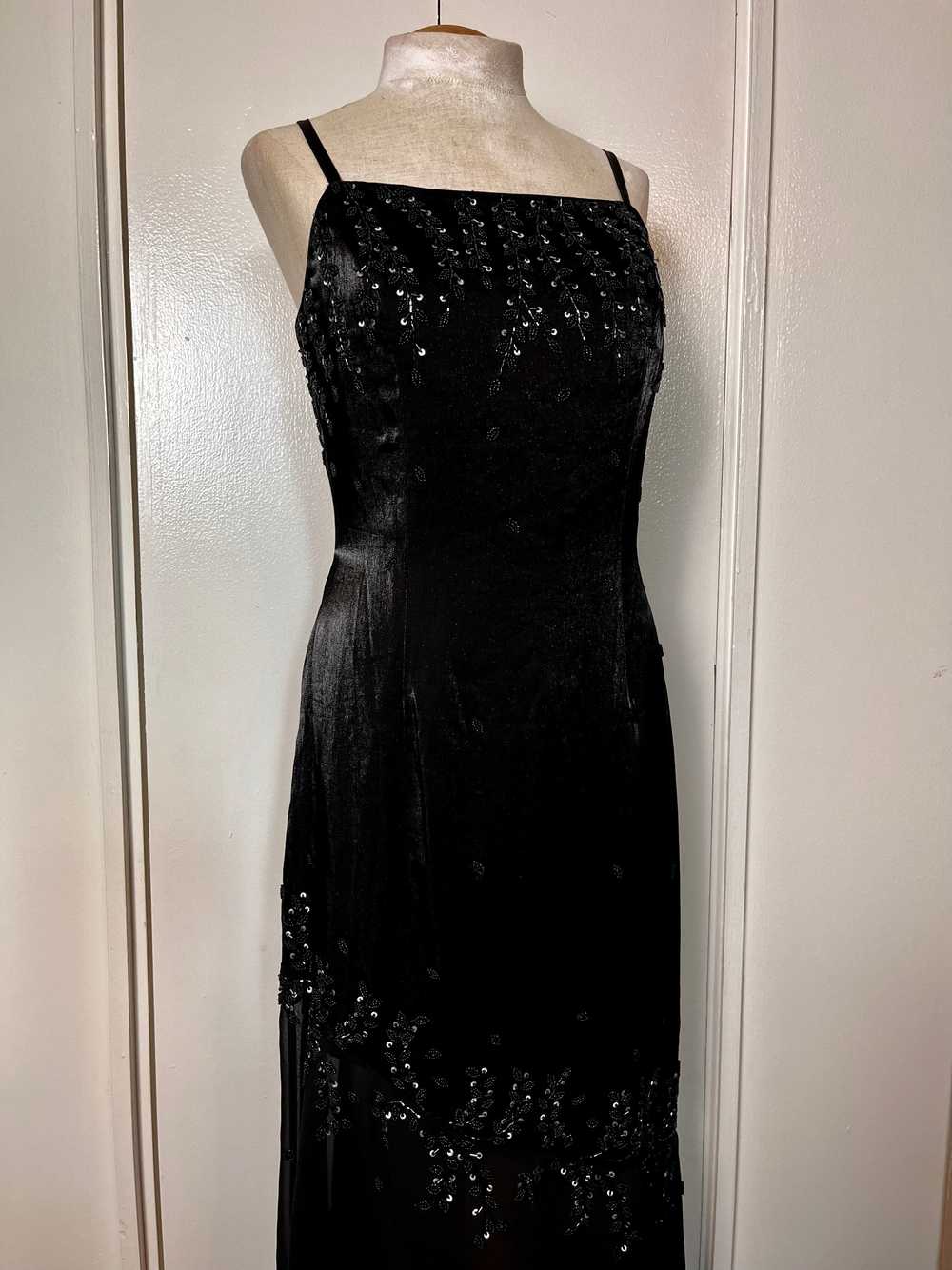 Vintage 1990's "Cache" Black Sequin Maxi Dress - image 3