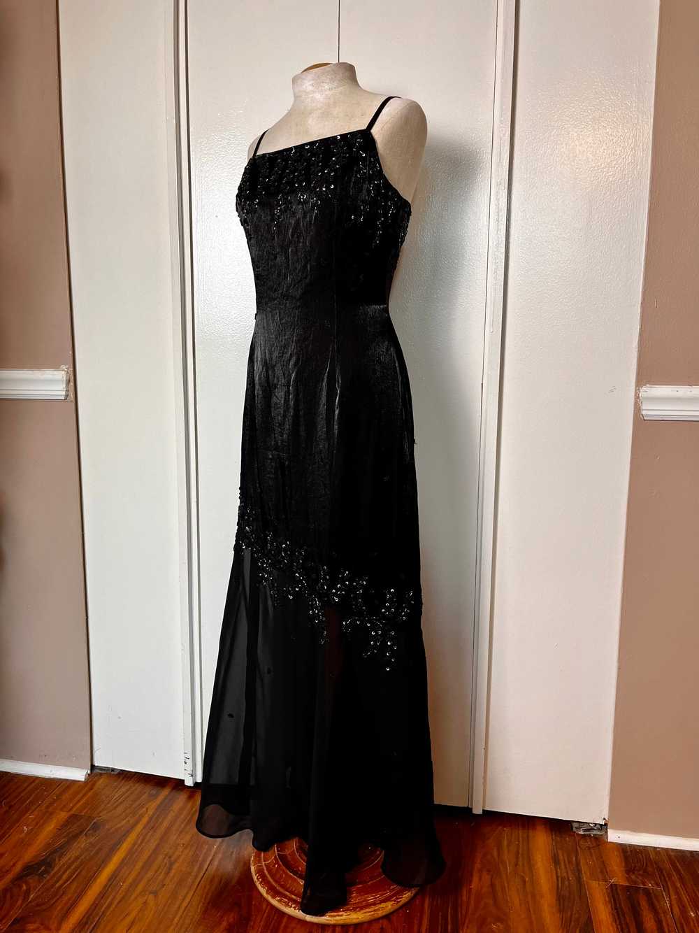 Vintage 1990's "Cache" Black Sequin Maxi Dress - image 4