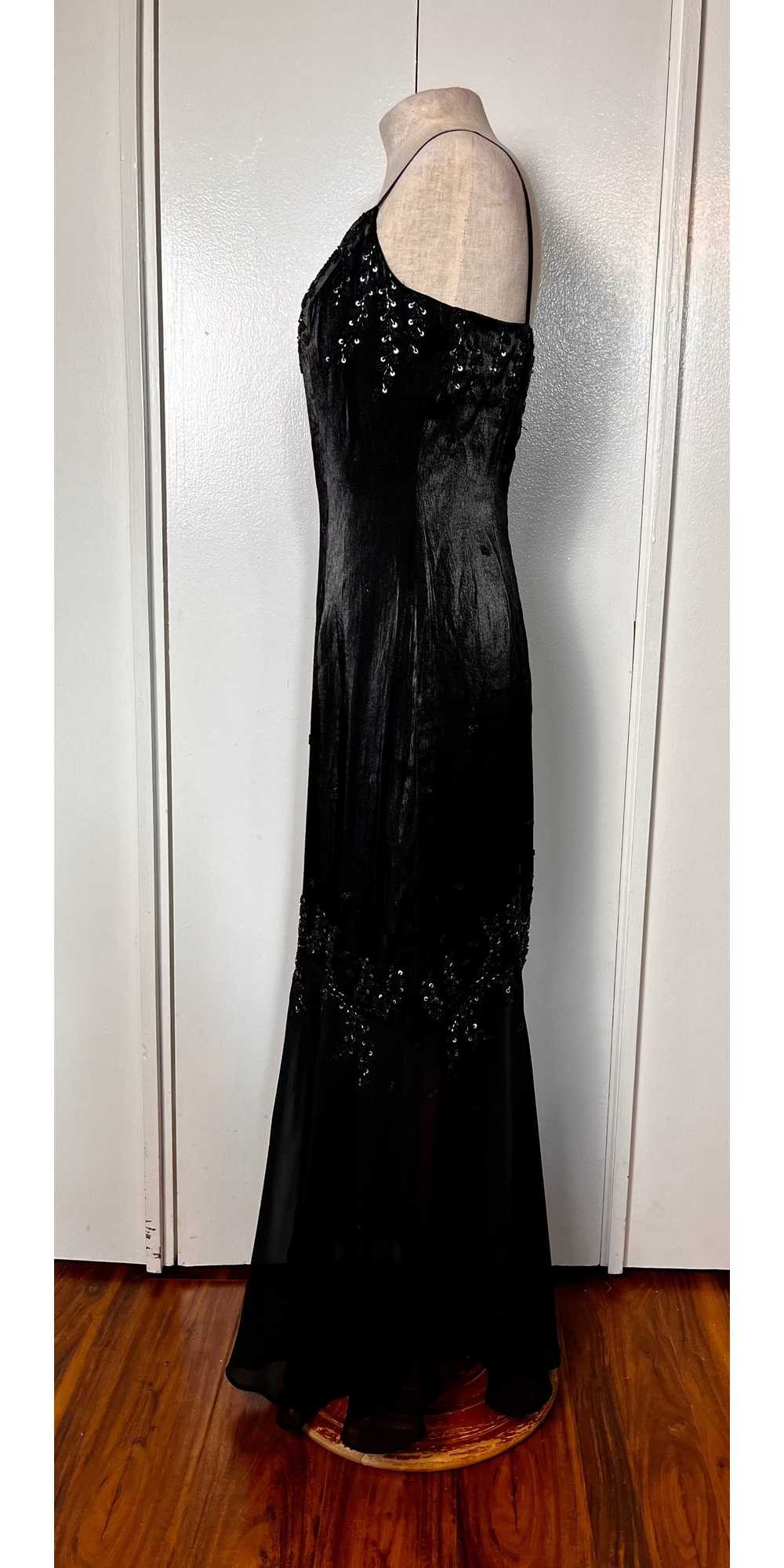 Vintage 1990's "Cache" Black Sequin Maxi Dress - image 6