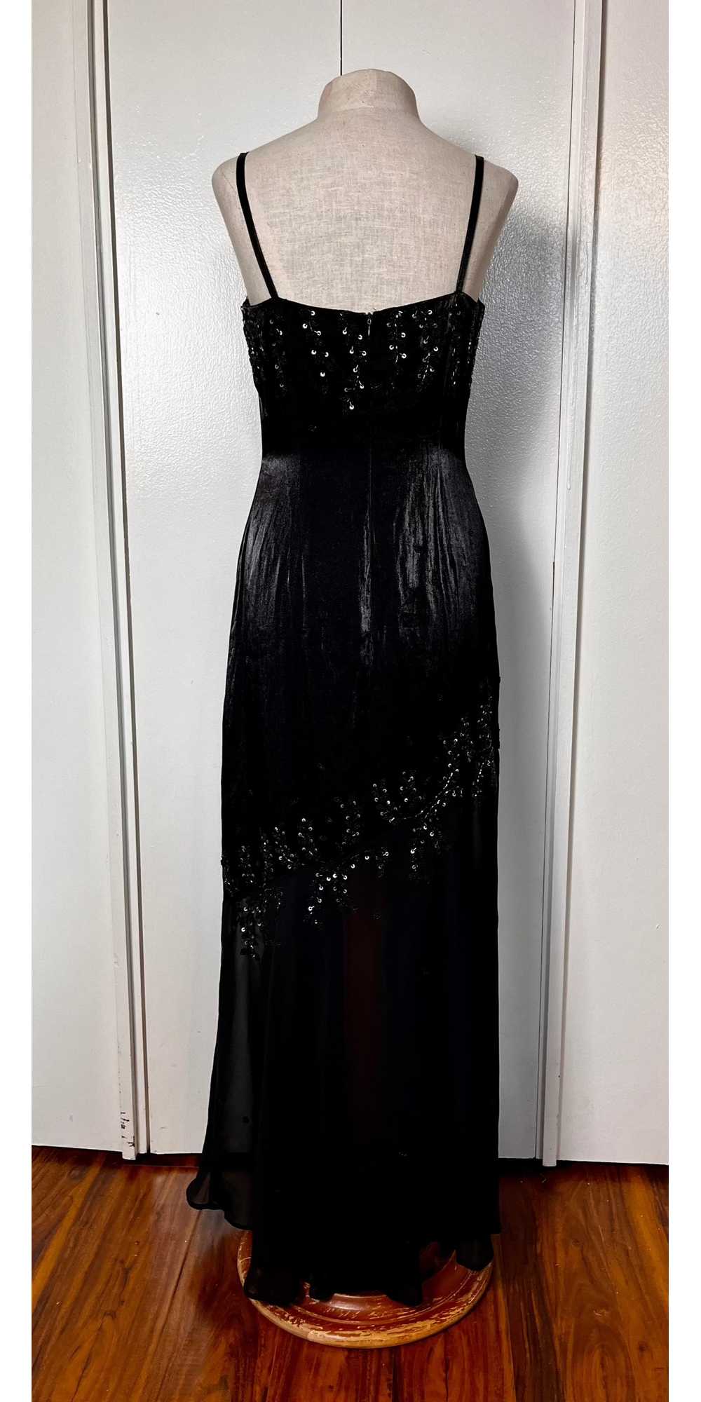 Vintage 1990's "Cache" Black Sequin Maxi Dress - image 9