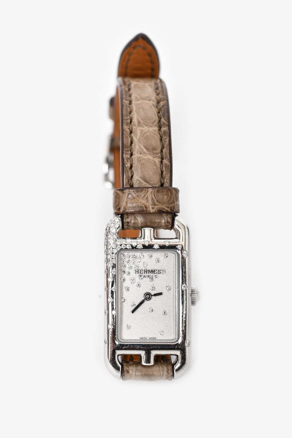 Hermès Taupe Alligator Leather Stainless Steel 'N… - image 1