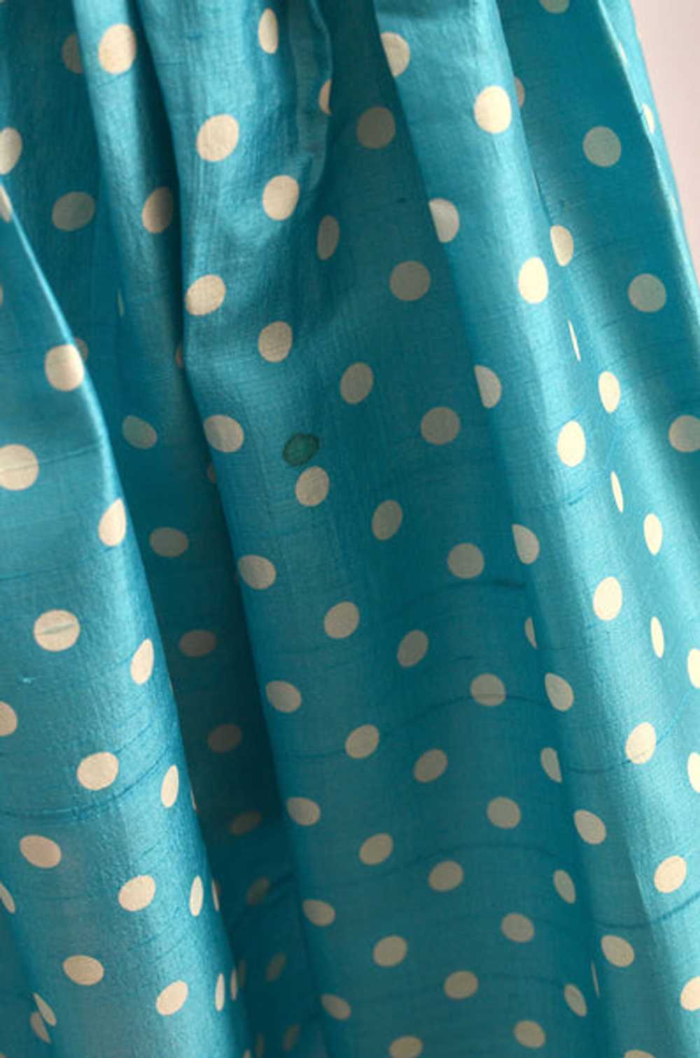 Vintage 1950s Polka Dot Silk Dress - image 3