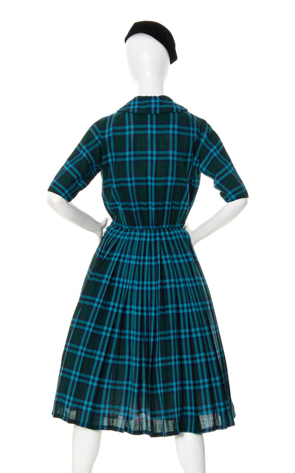 1950s Plaid Wool Shirtwaist Dress | x-small/small - image 4