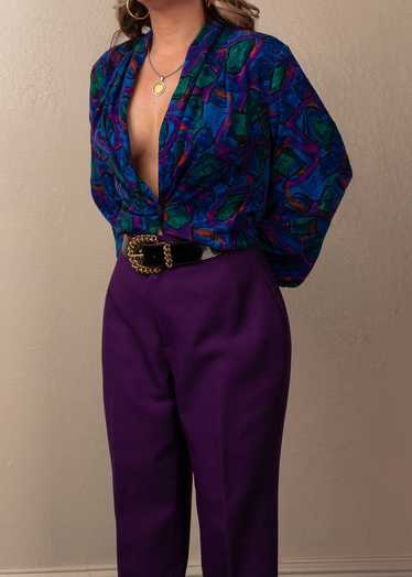 Vintage Purple Abstract Blouse