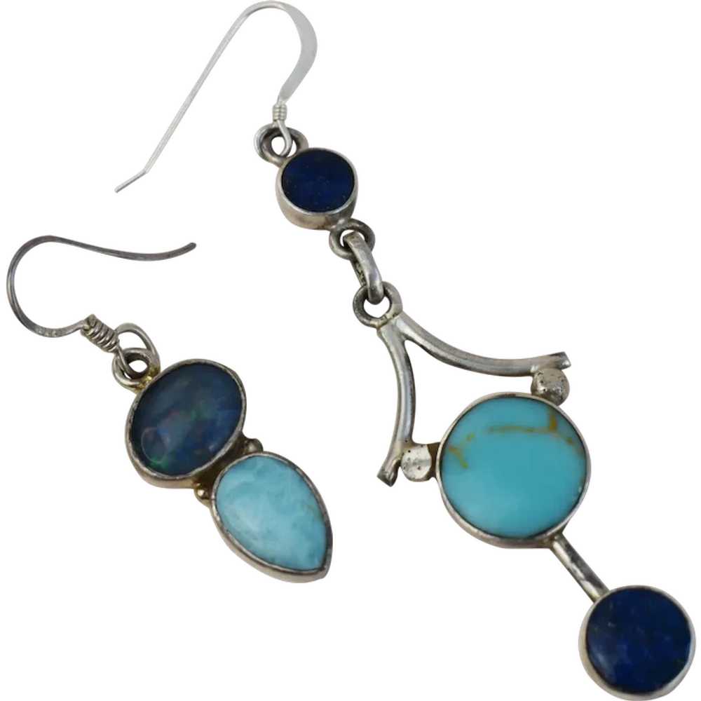 Asymmetrical mismatched earrings, statement long … - image 1