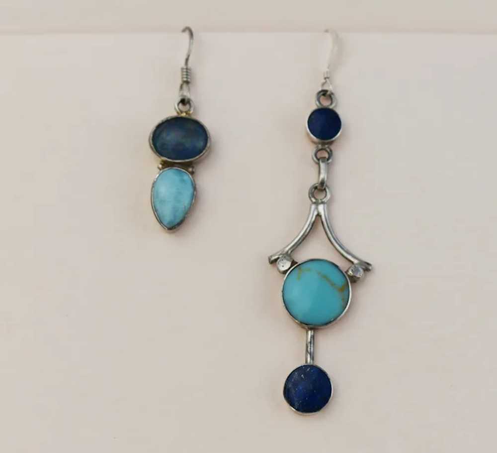Asymmetrical mismatched earrings, statement long … - image 2