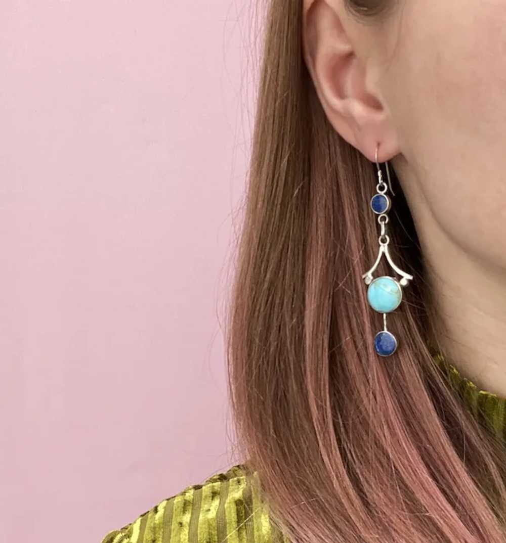 Asymmetrical mismatched earrings, statement long … - image 3