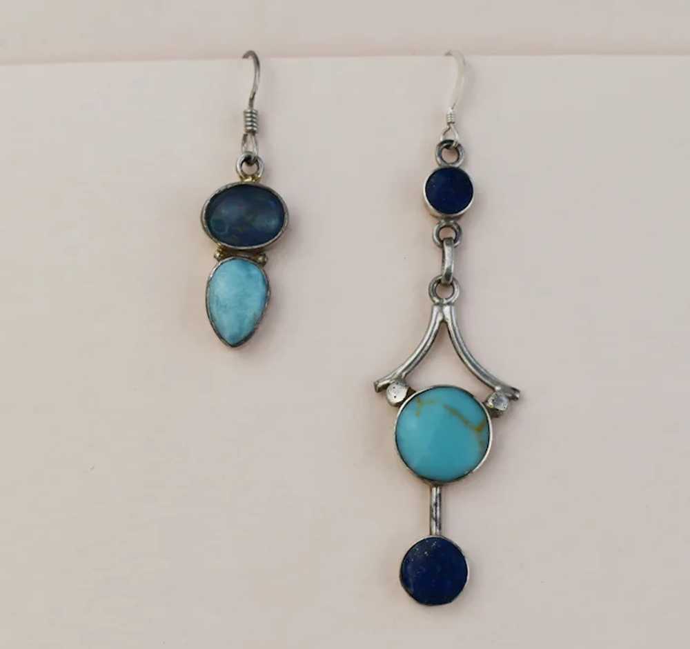 Asymmetrical mismatched earrings, statement long … - image 4