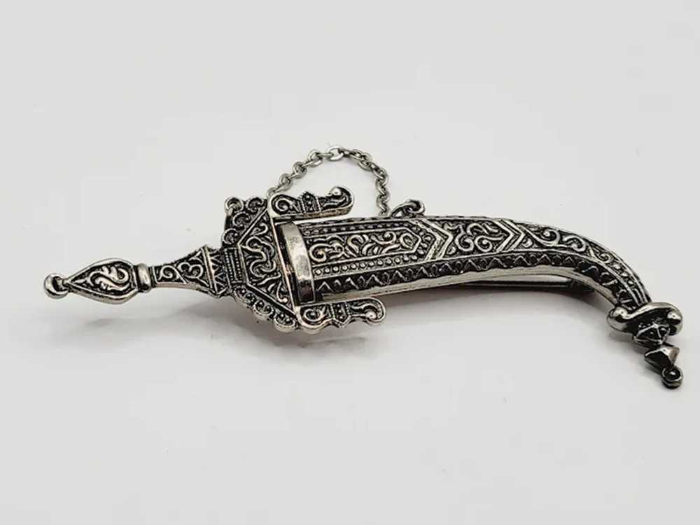 Vintage Silver Tone Older Sword Brooch [A310] - image 2