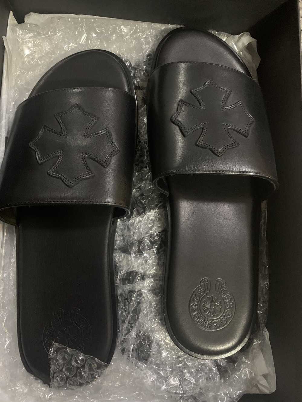 Chrome Hearts Chrome heart black leather sandals - image 6