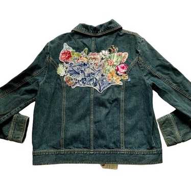 Custom 2024 handmade embroidered white jacket, unique jacket, boho jacket women, oversized denim jacket, punk jacket