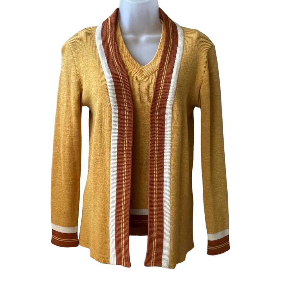 Vintage VINTAGE 70s Groovy Harvest Gold Sweater S… - image 1