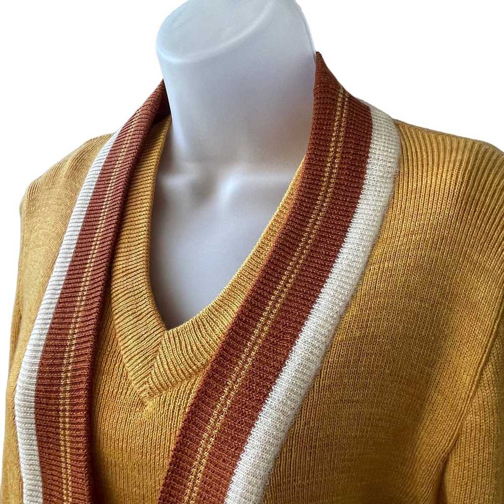 Vintage VINTAGE 70s Groovy Harvest Gold Sweater S… - image 6