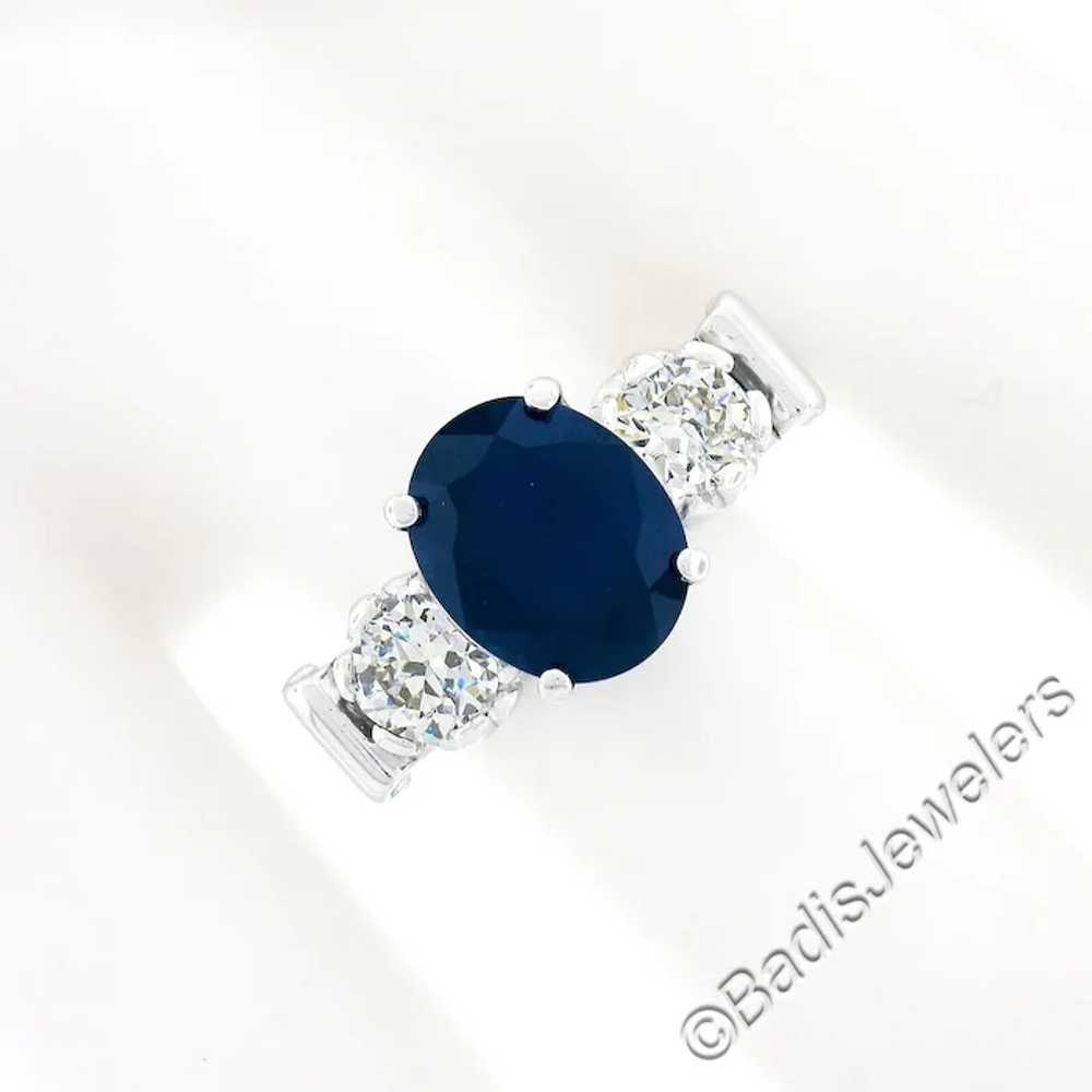 Vintage Platinum 4.95ct GIA Oval Dark Blue Sapphi… - image 6