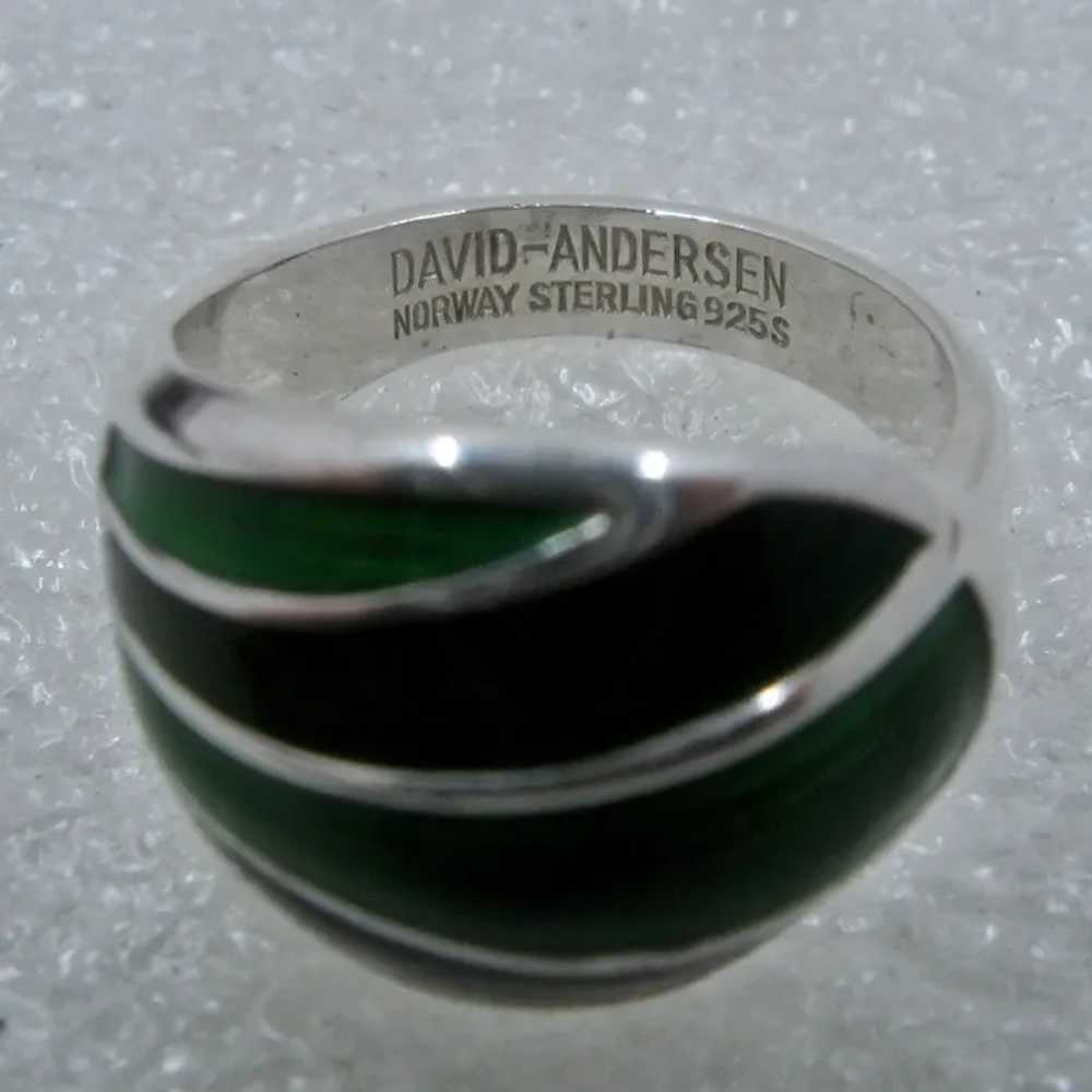 David Andersen Sterling Green Enamel Ring Sz 6 1/… - image 4