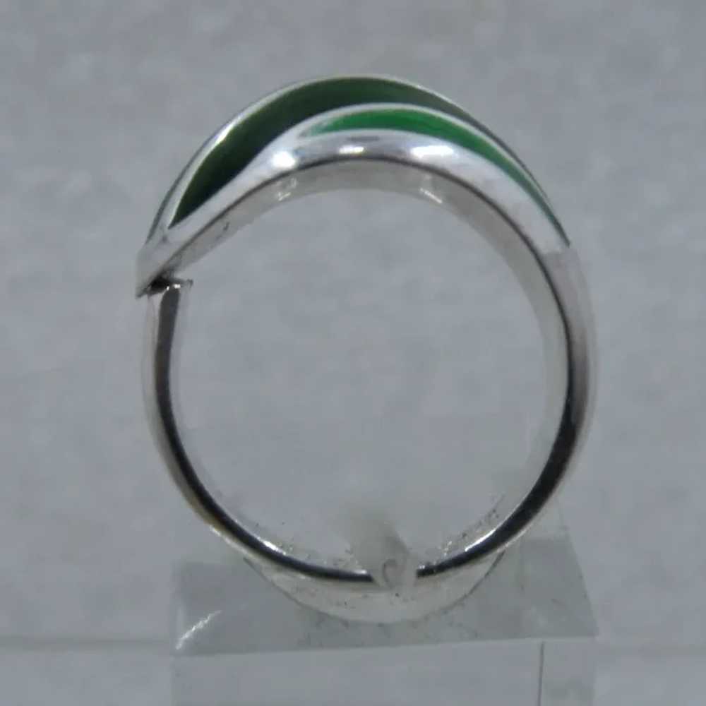 David Andersen Sterling Green Enamel Ring Sz 6 1/… - image 5