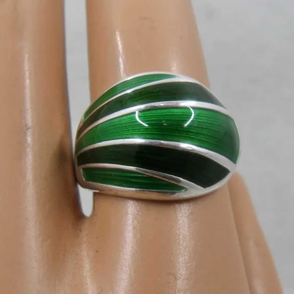 David Andersen Sterling Green Enamel Ring Sz 6 1/… - image 8