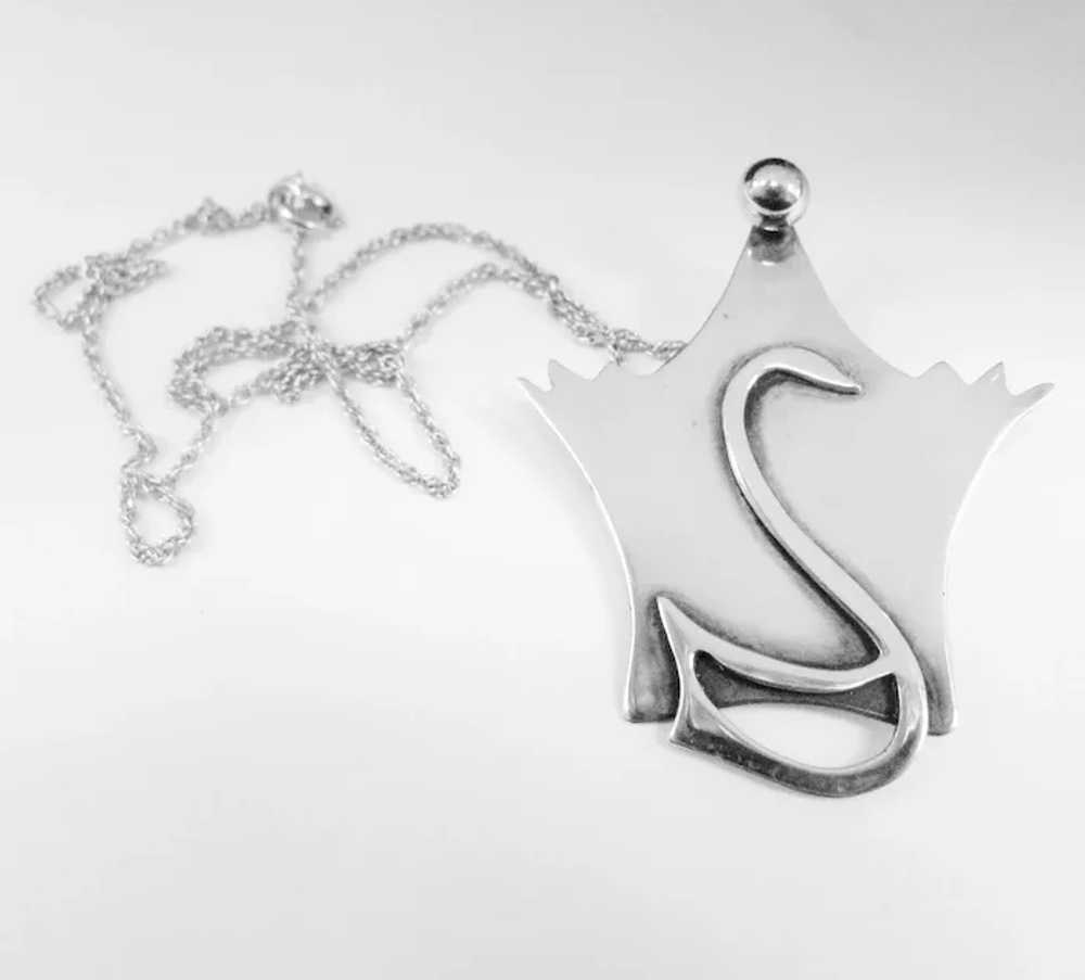 Signed FRBA Modern Sterling Silver Swan Crown Bro… - image 5