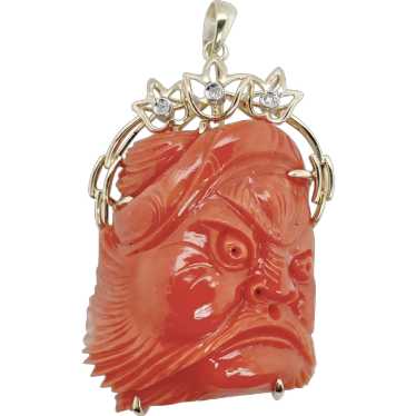 Chinese Immortal carved coral pendant