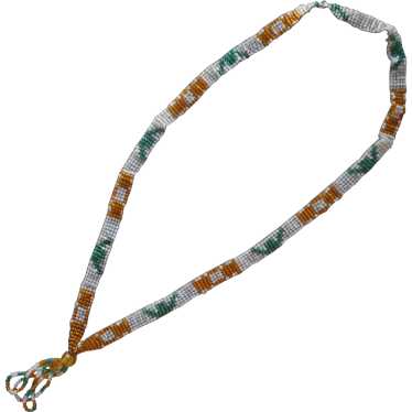 1910s Glass Seed Bead Weaving Woven Necklace Anti… - image 1