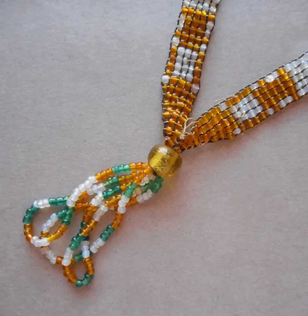 1910s Glass Seed Bead Weaving Woven Necklace Anti… - image 2