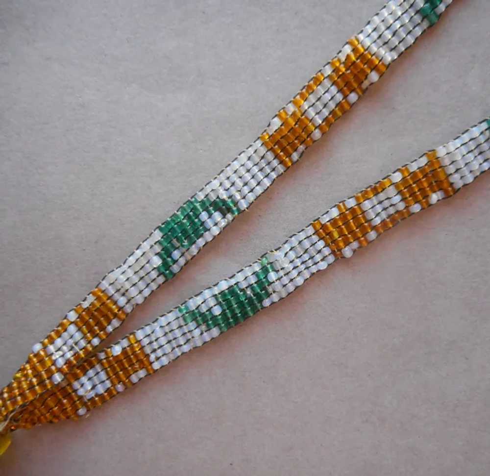 1910s Glass Seed Bead Weaving Woven Necklace Anti… - image 3