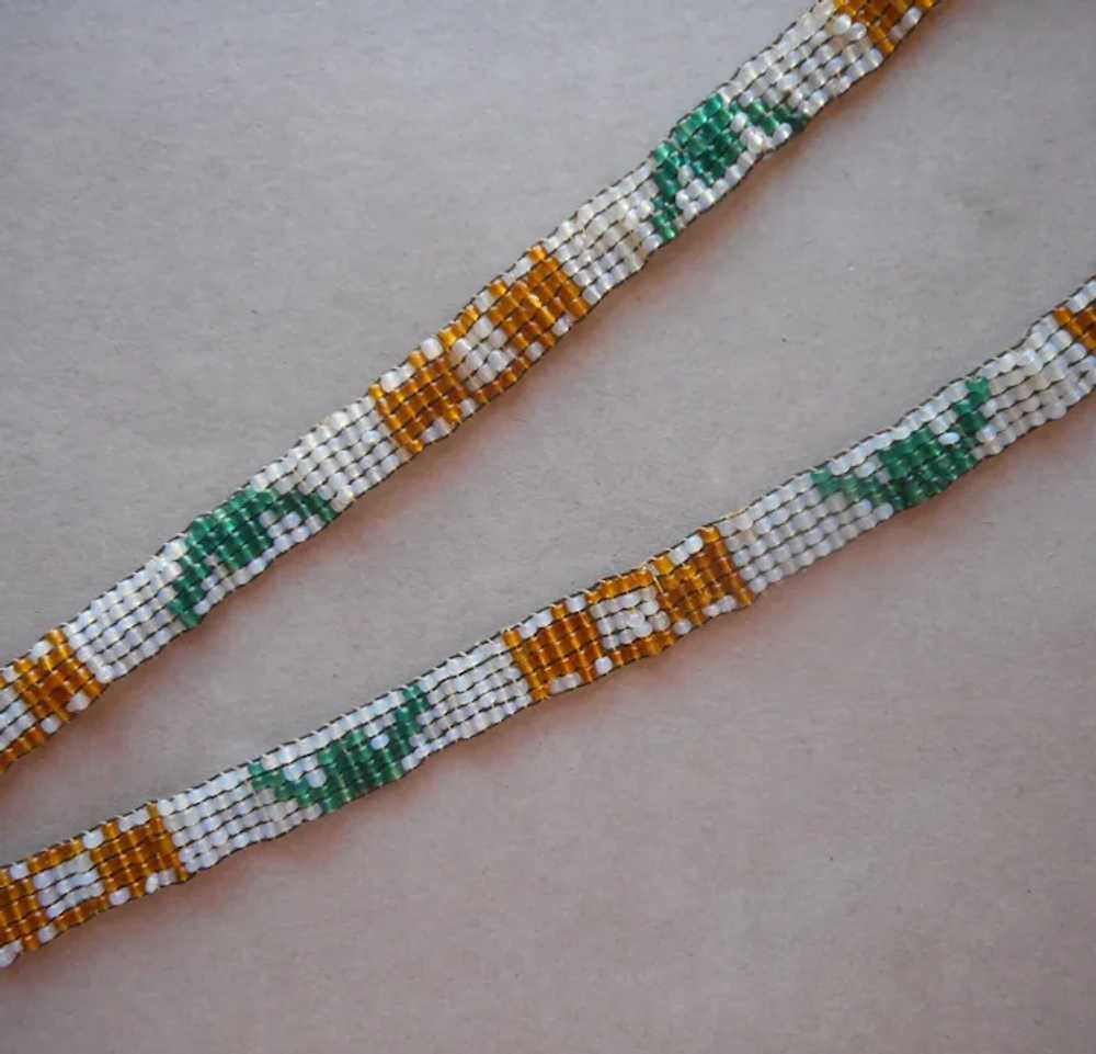 1910s Glass Seed Bead Weaving Woven Necklace Anti… - image 4