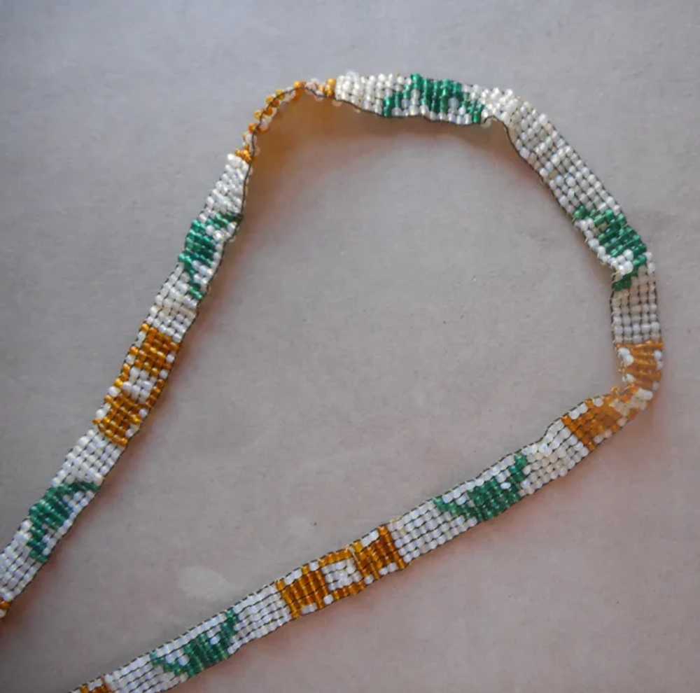 1910s Glass Seed Bead Weaving Woven Necklace Anti… - image 5