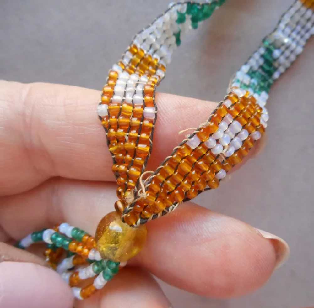 1910s Glass Seed Bead Weaving Woven Necklace Anti… - image 8