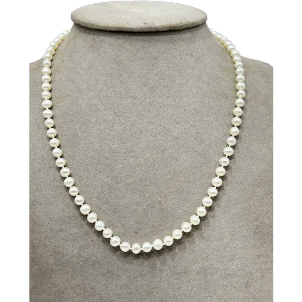 Vintage Genuine Pearls Necklace Small Round Handk… - image 1