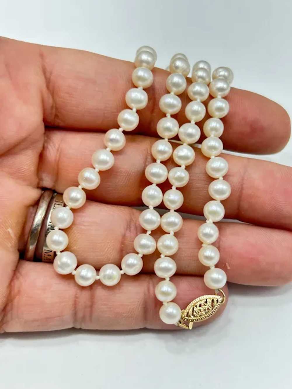 Vintage Genuine Pearls Necklace Small Round Handk… - image 5