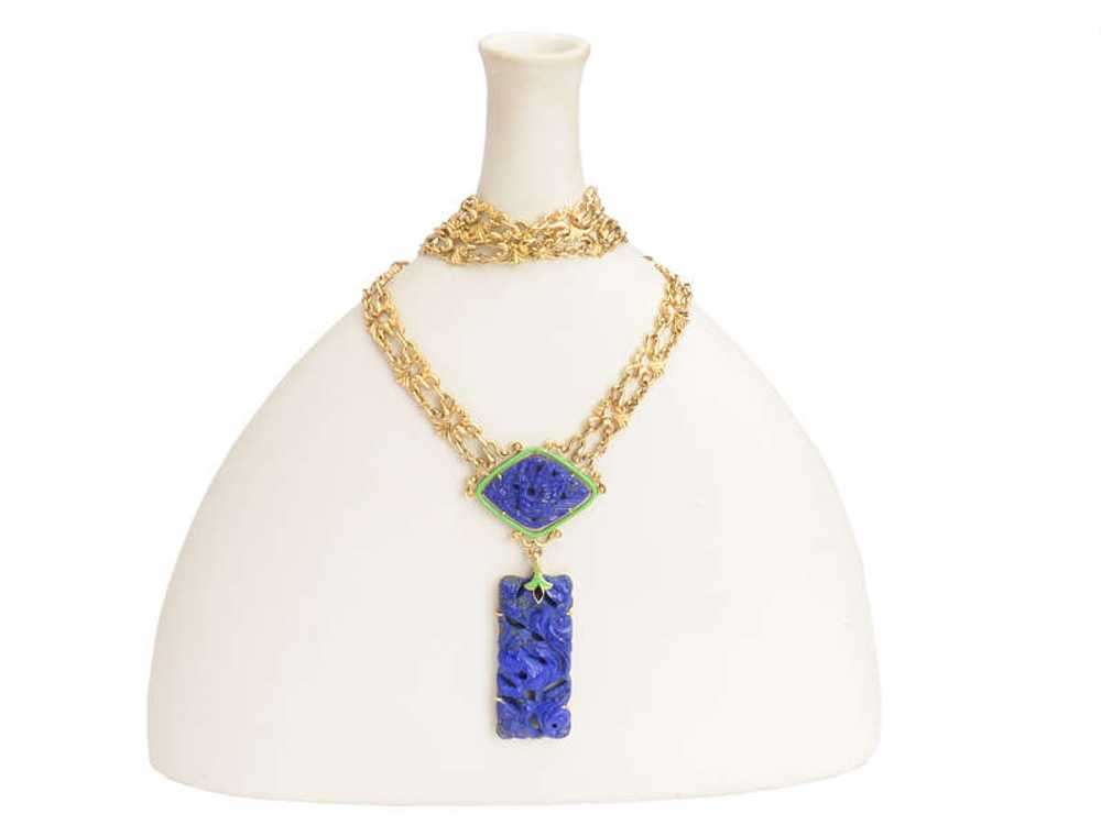 Art Nouveau Lapis Necklace Attributed to Sloan & … - image 1