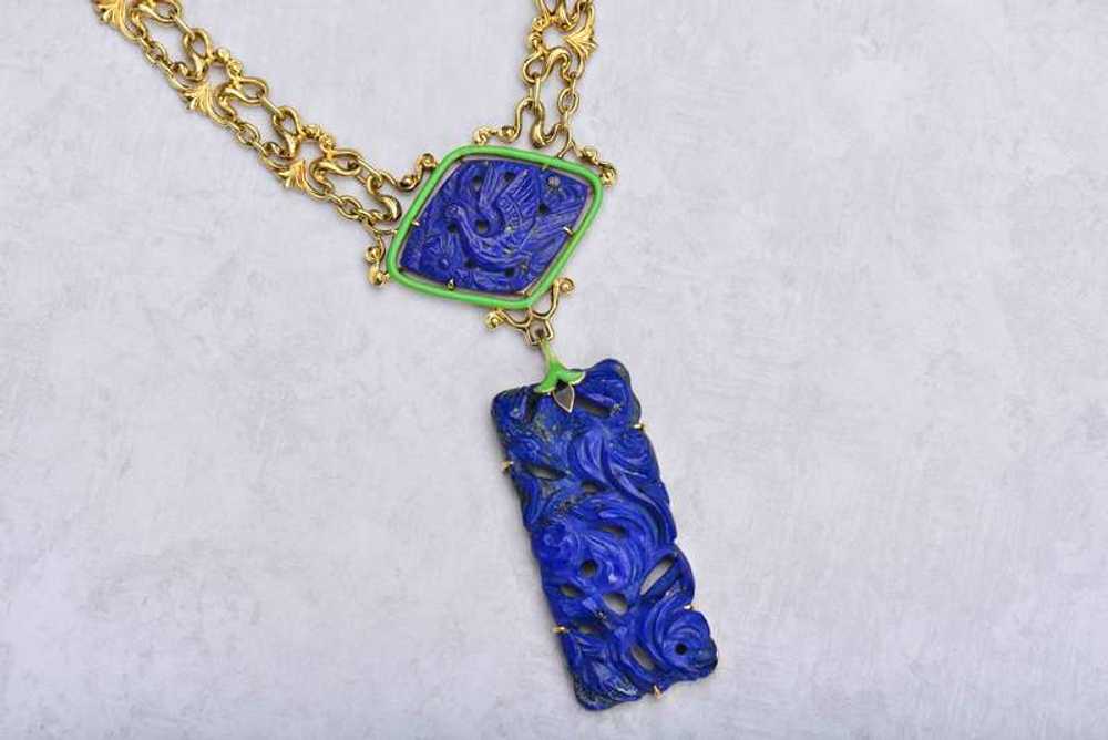 Art Nouveau Lapis Necklace Attributed to Sloan & … - image 2