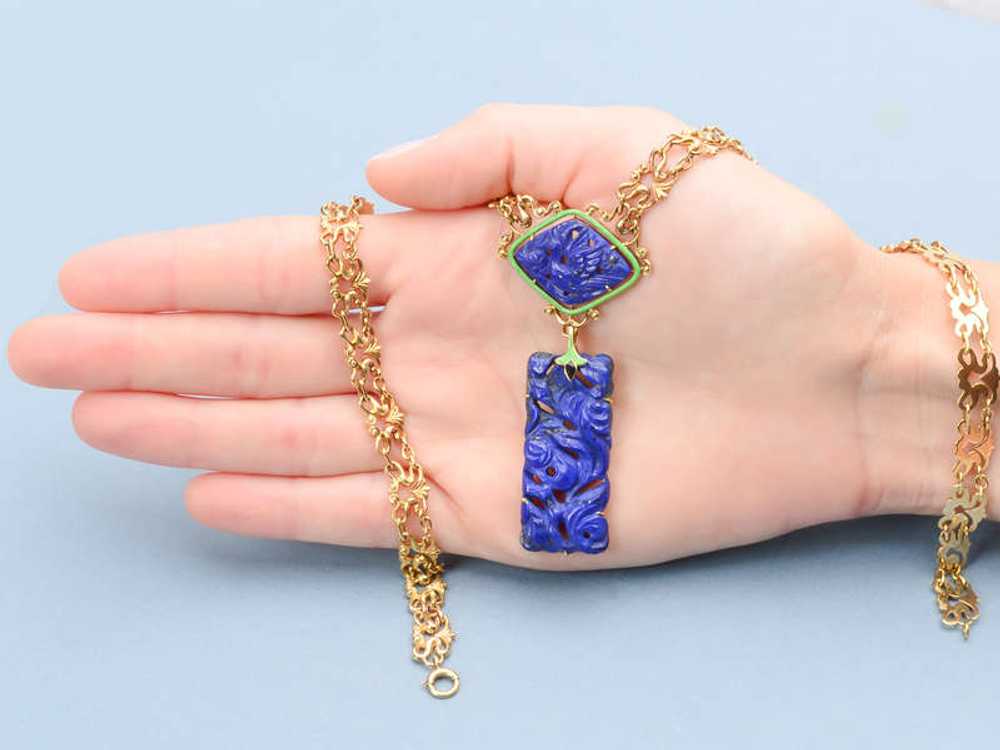 Art Nouveau Lapis Necklace Attributed to Sloan & … - image 5