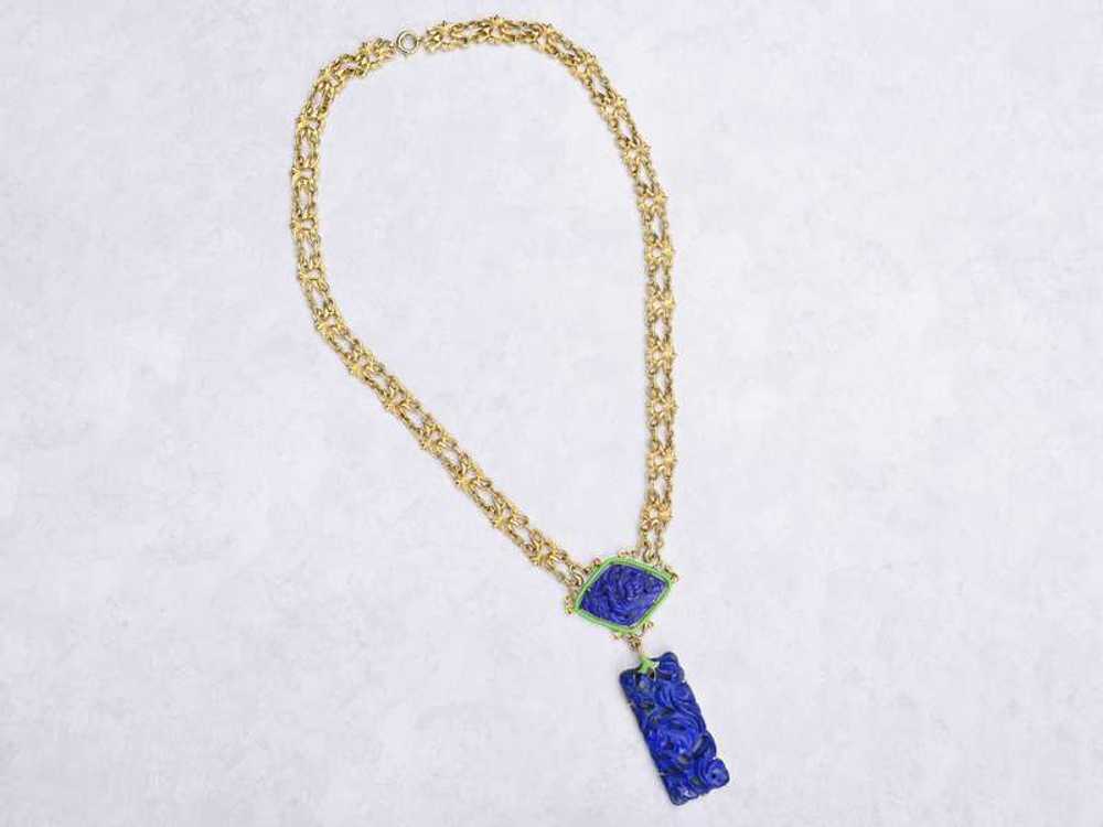 Art Nouveau Lapis Necklace Attributed to Sloan & … - image 6